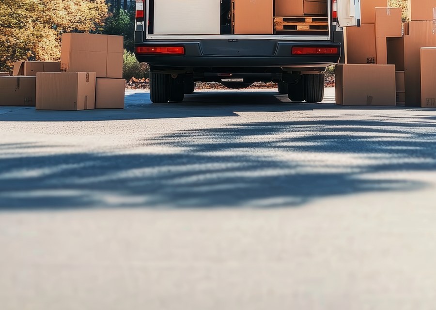 Packed moving truck ready for cross-country transport