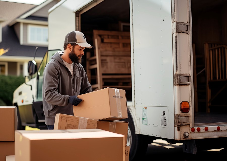 Packed moving truck ready for cross-country transport