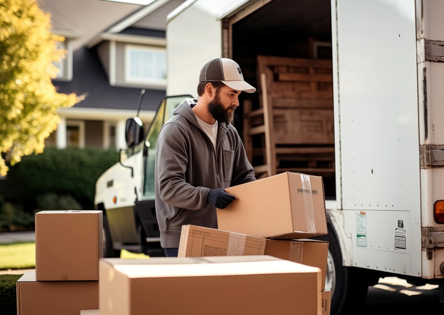 Packed moving truck ready for cross-country transport