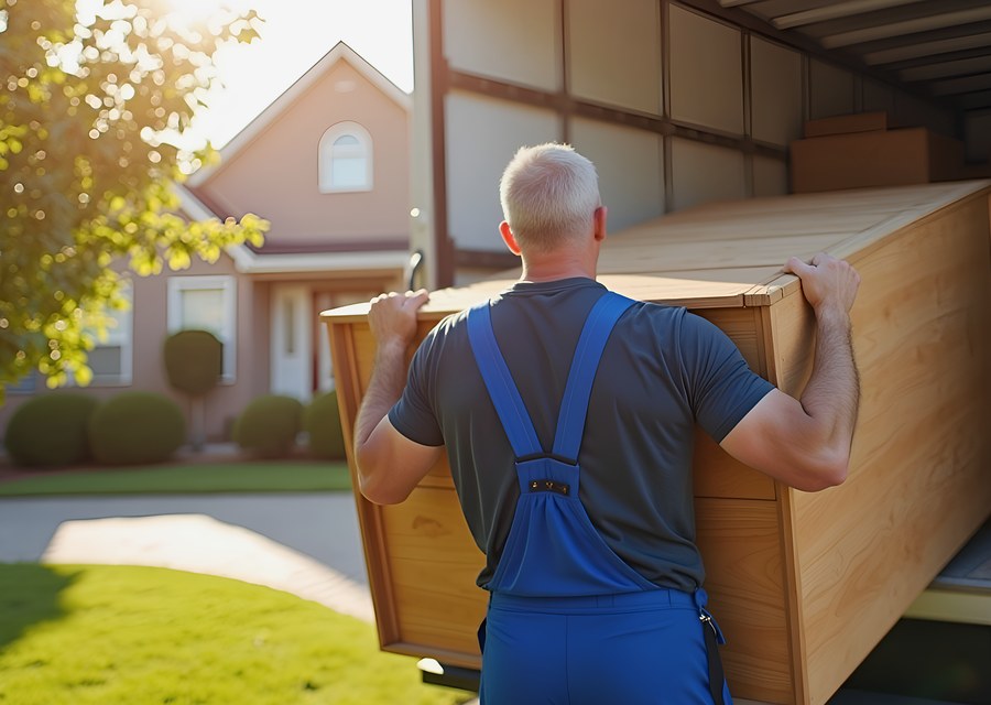 Packed moving truck ready for cross-country transport