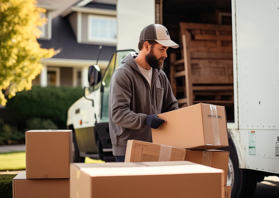 Packed moving truck ready for cross-country transport
