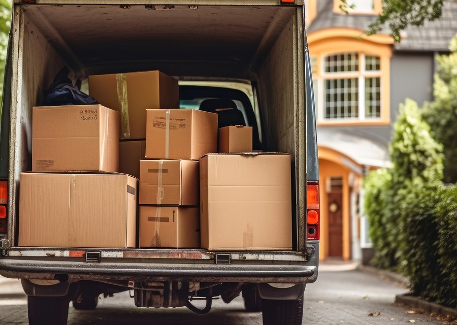 Packed moving truck ready for cross-country transport