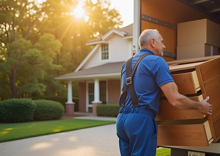 Packed moving truck ready for cross-country transport