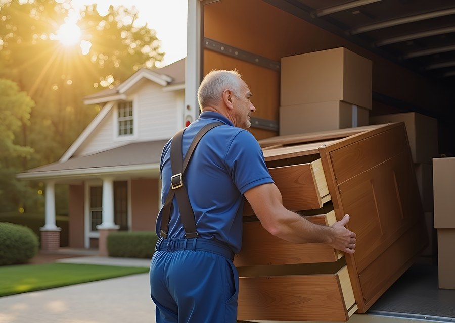 Packed moving truck ready for cross-country transport