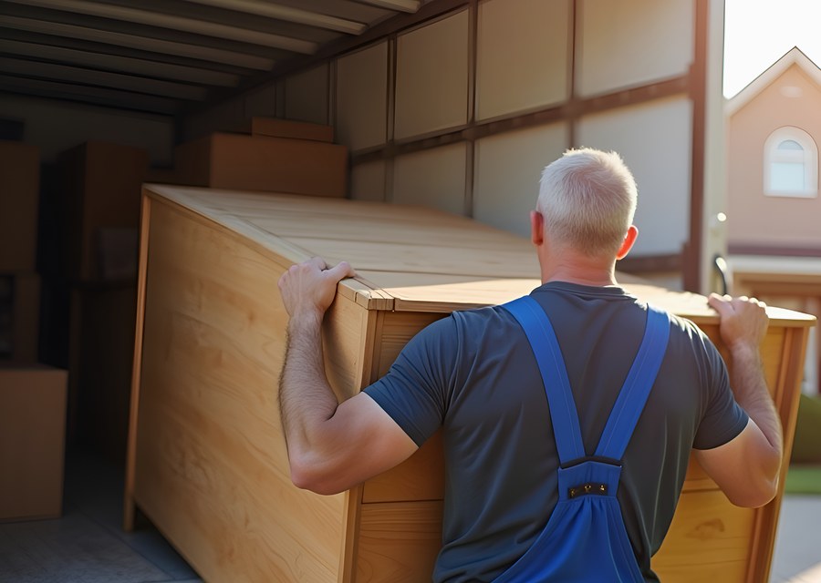 Packed moving truck ready for cross-country transport
