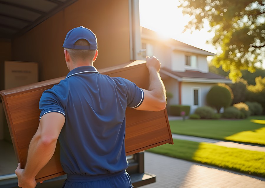 Packed moving truck ready for cross-country transport