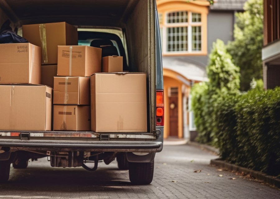 Packed moving truck ready for cross-country transport