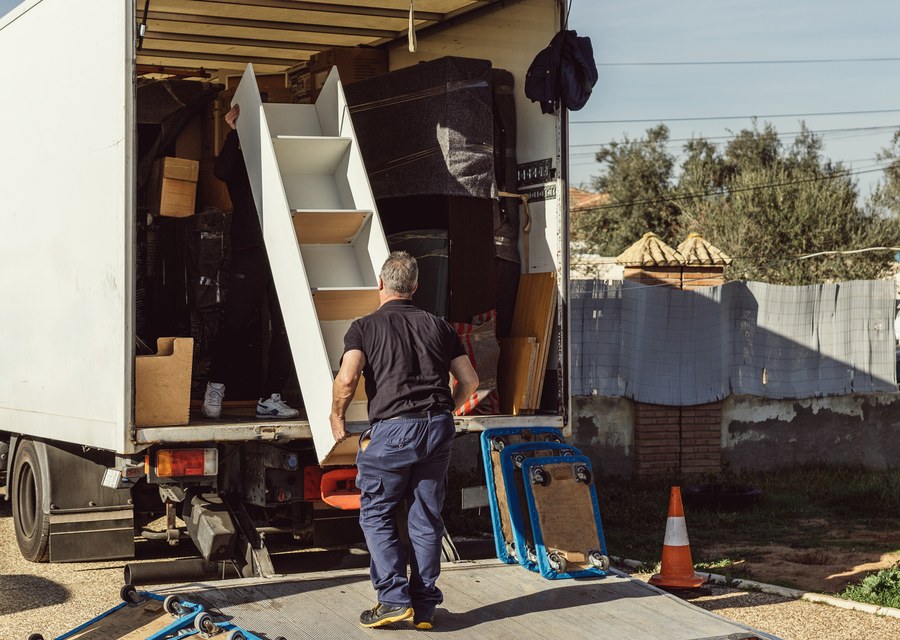 Packed moving truck ready for cross-country transport