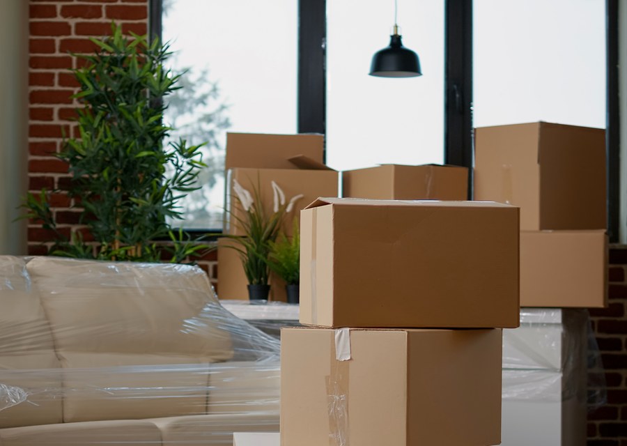 Packed moving truck ready for cross-country transport