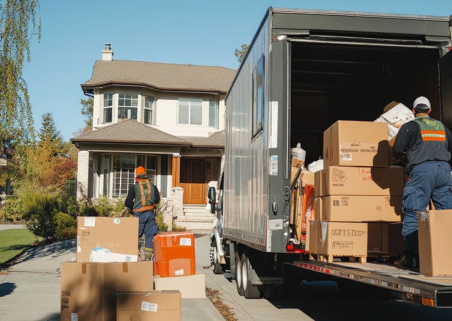 Packed moving truck ready for cross-country transport