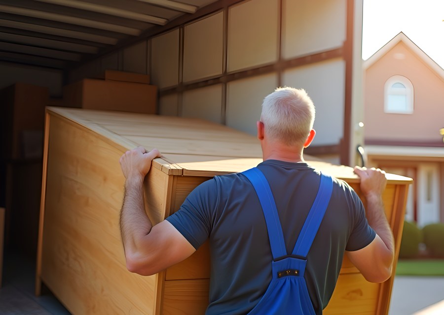 Packed moving truck ready for cross-country transport