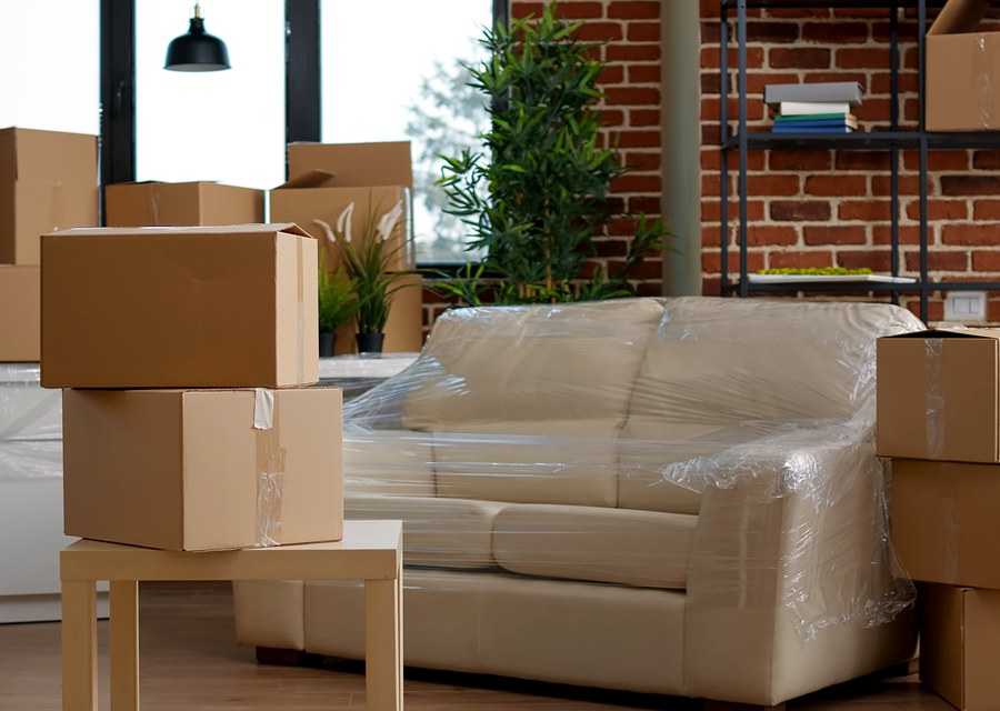 Packed moving truck ready for cross-country transport