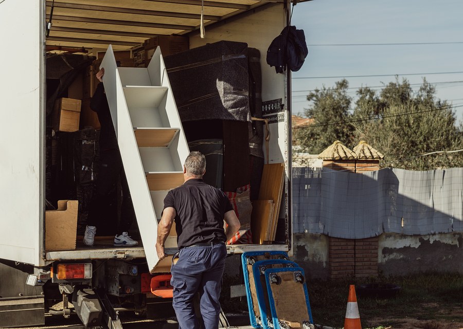 Packed moving truck ready for cross-country transport
