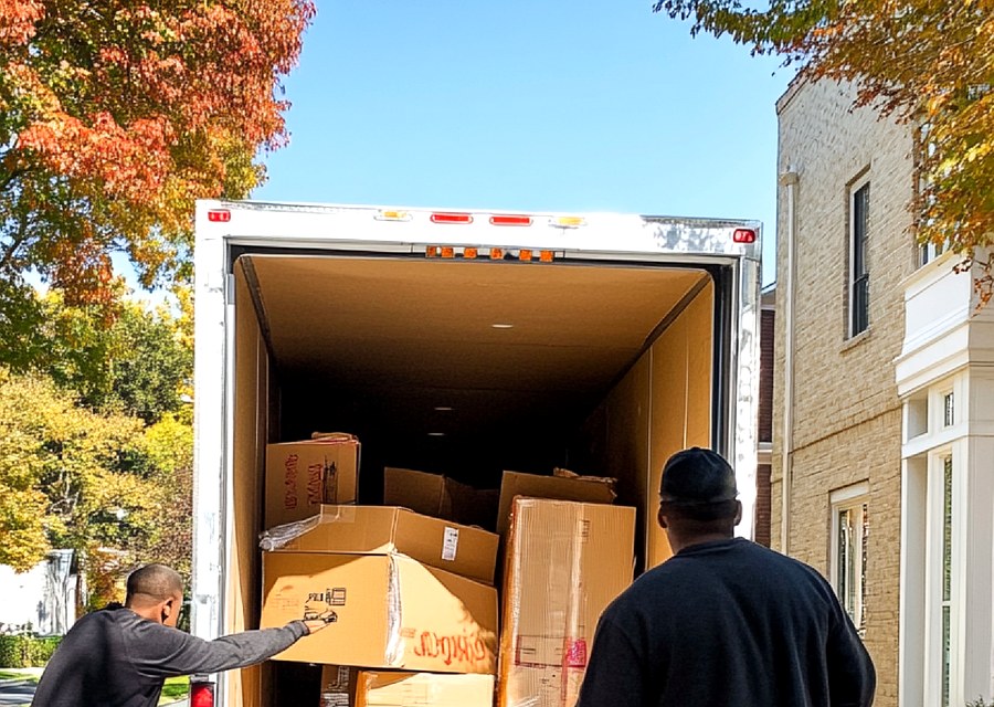 Packed moving truck ready for cross-country transport