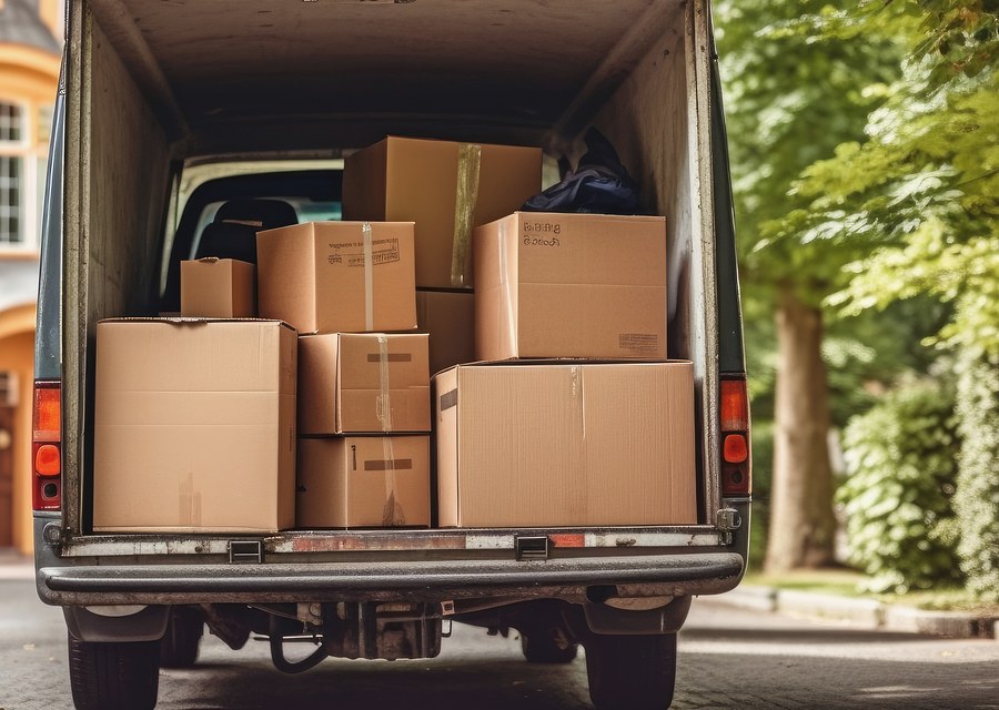 Packed moving truck ready for cross-country transport