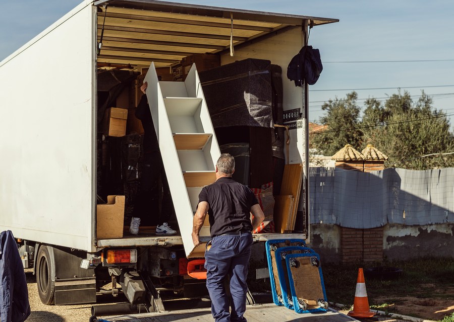 Packed moving truck ready for cross-country transport