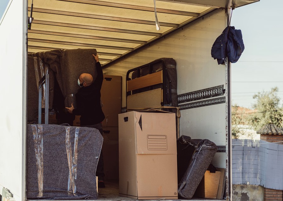Packed moving truck ready for cross-country transport