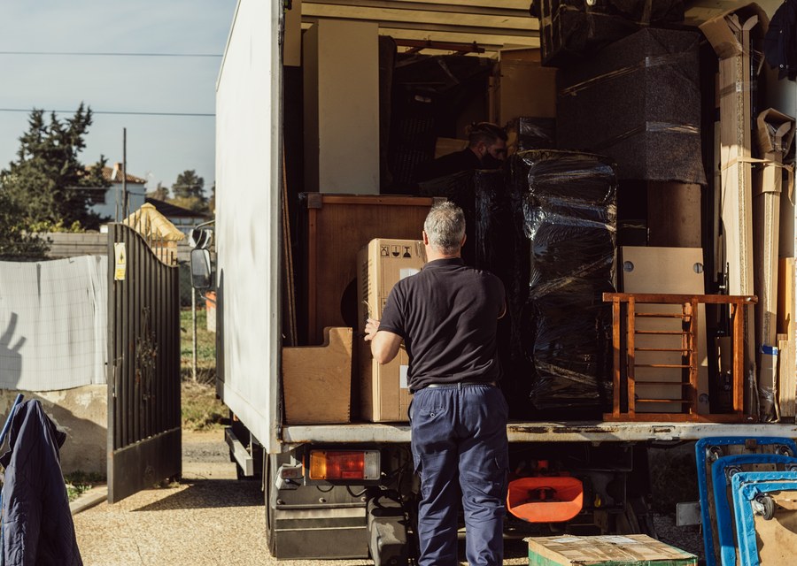 Packed moving truck ready for cross-country transport