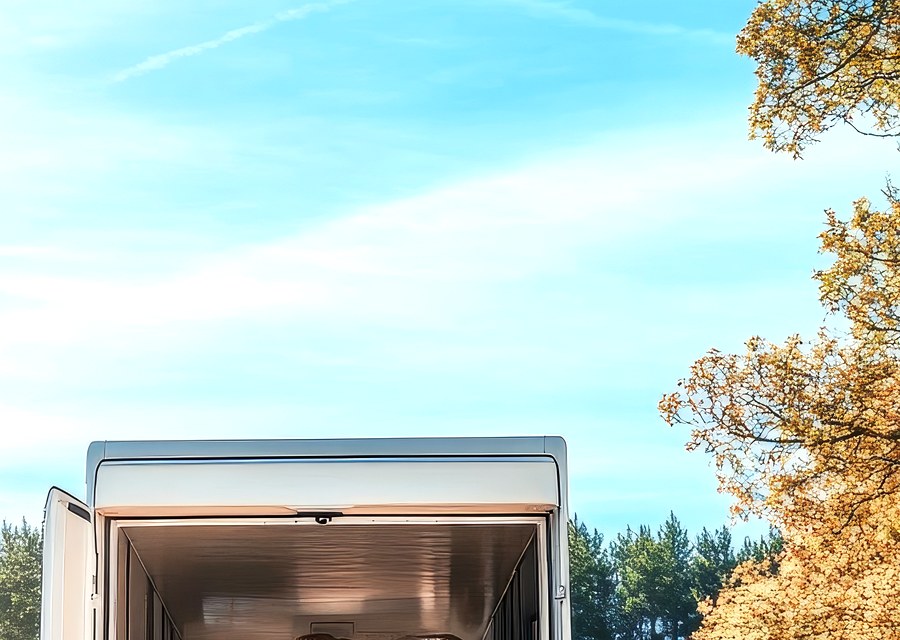 Packed moving truck ready for cross-country transport