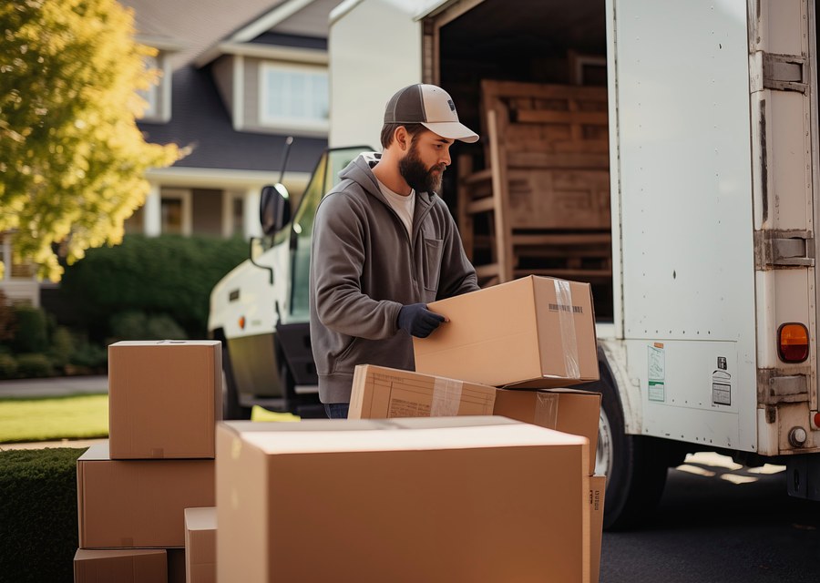 Packed moving truck ready for cross-country transport