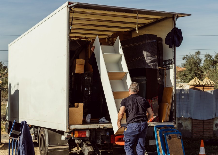 Packed moving truck ready for cross-country transport