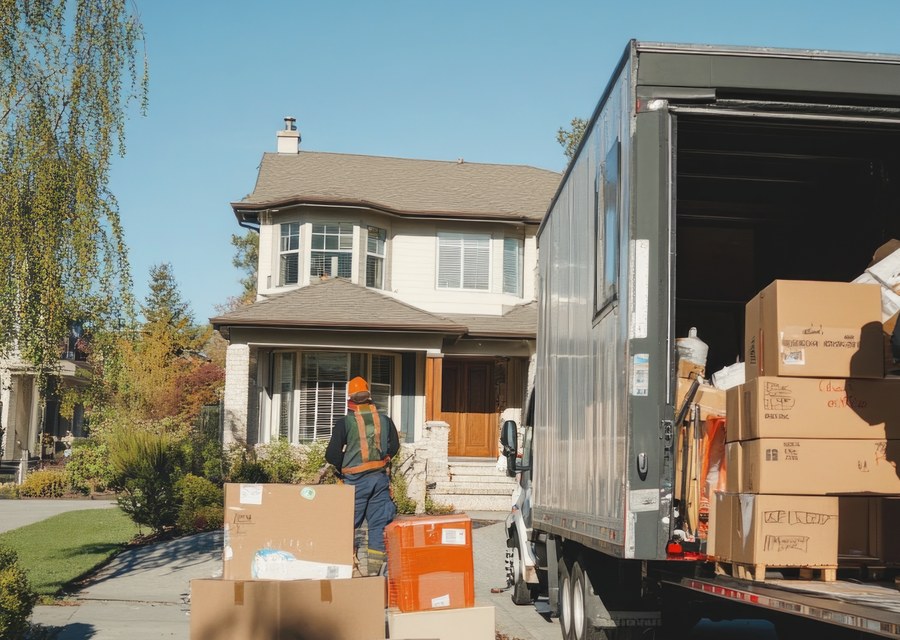 Packed moving truck ready for cross-country transport