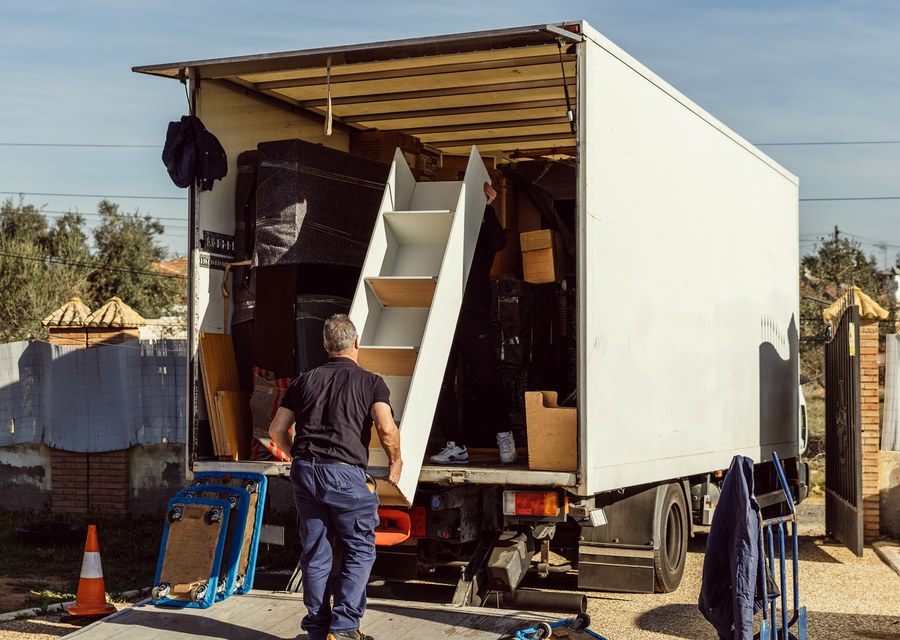 Packed moving truck ready for cross-country transport