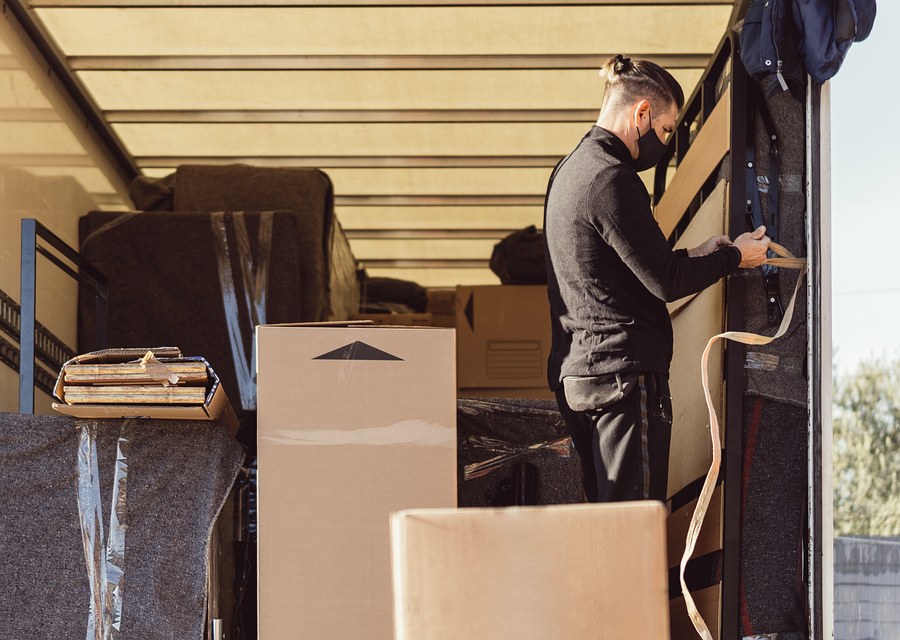 Packed moving truck ready for cross-country transport