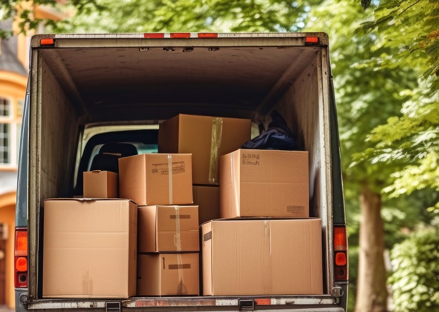 Packed moving truck ready for cross-country transport