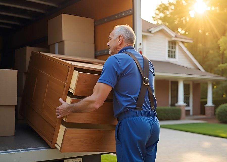 Packed moving truck ready for cross-country transport