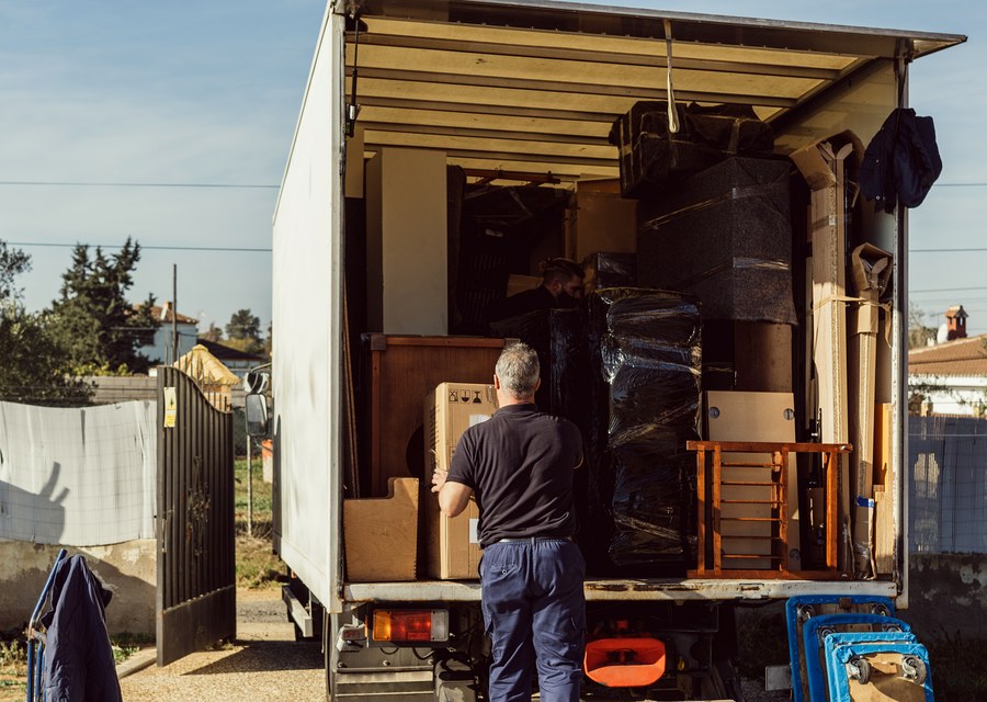 Packed moving truck ready for cross-country transport