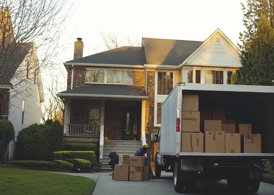 Packed moving truck ready for cross-country transport