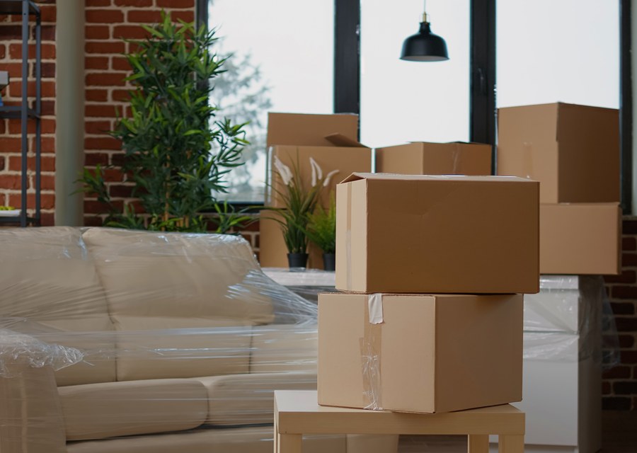 Packed moving truck ready for cross-country transport
