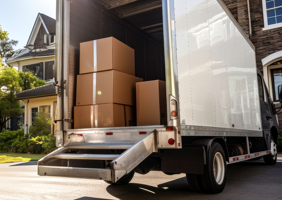 Packed moving truck ready for cross-country transport