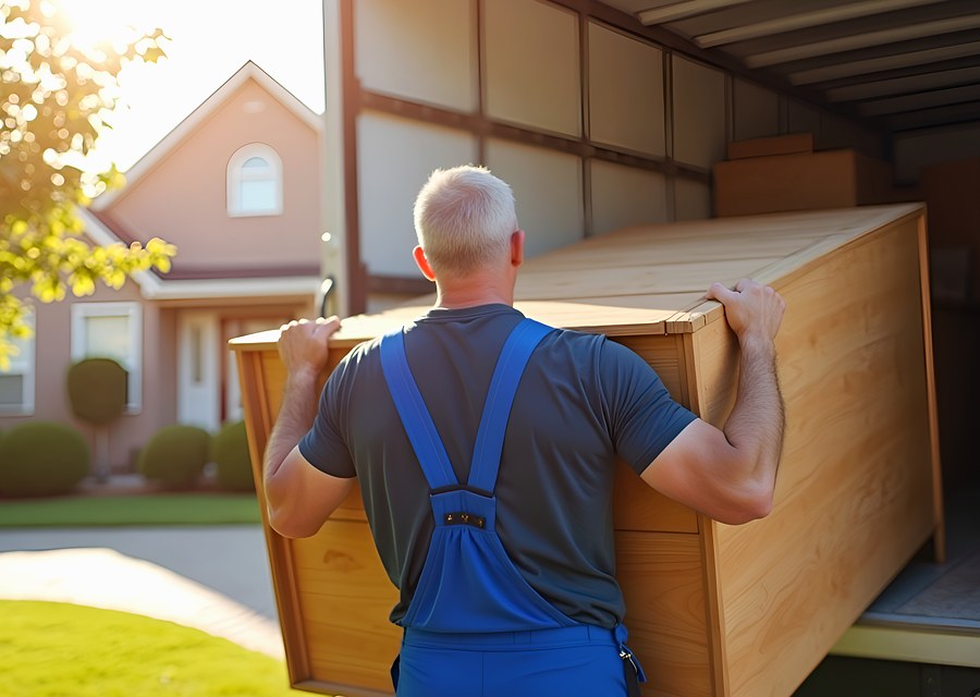 Packed moving truck ready for cross-country transport