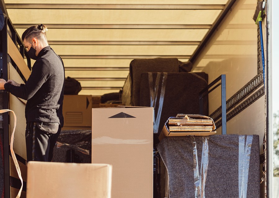 Packed moving truck ready for cross-country transport