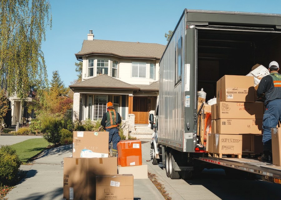 Packed moving truck ready for cross-country transport
