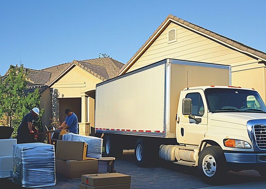 Packed moving truck ready for cross-country transport