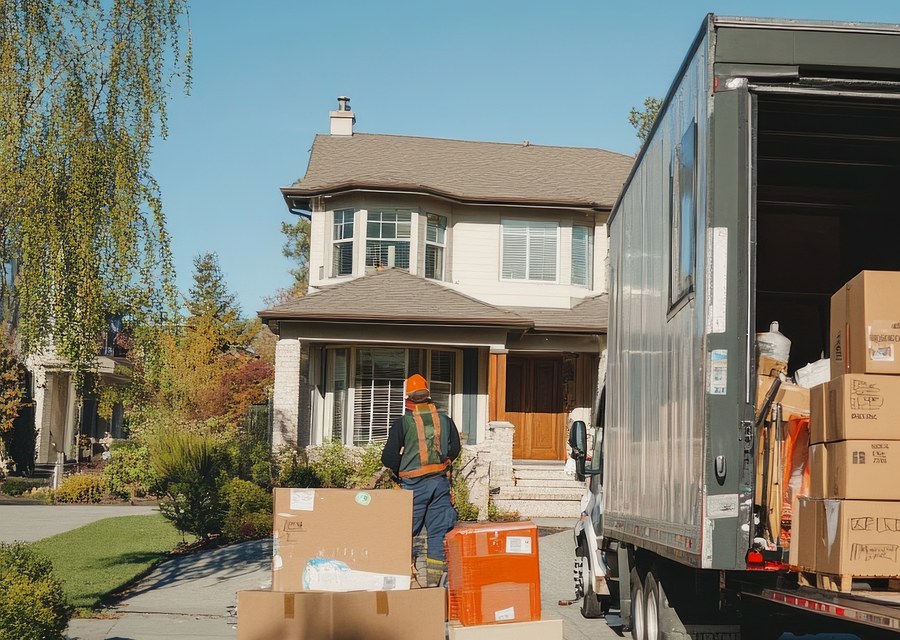 Packed moving truck ready for cross-country transport