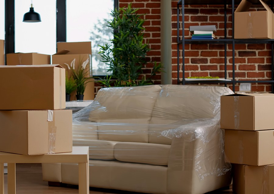 Packed moving truck ready for cross-country transport