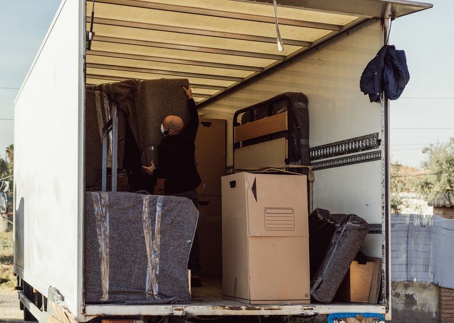 Packed moving truck ready for cross-country transport