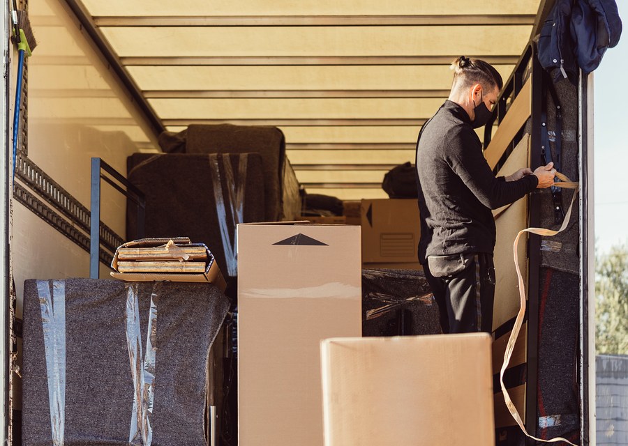 Packed moving truck ready for cross-country transport