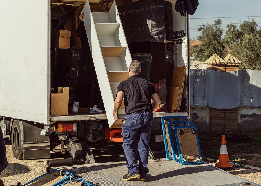 Packed moving truck ready for cross-country transport