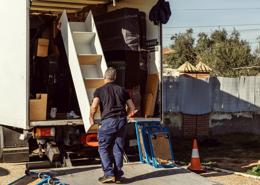 Packed moving truck ready for cross-country transport