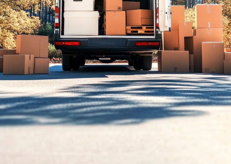 Packed moving truck ready for cross-country transport