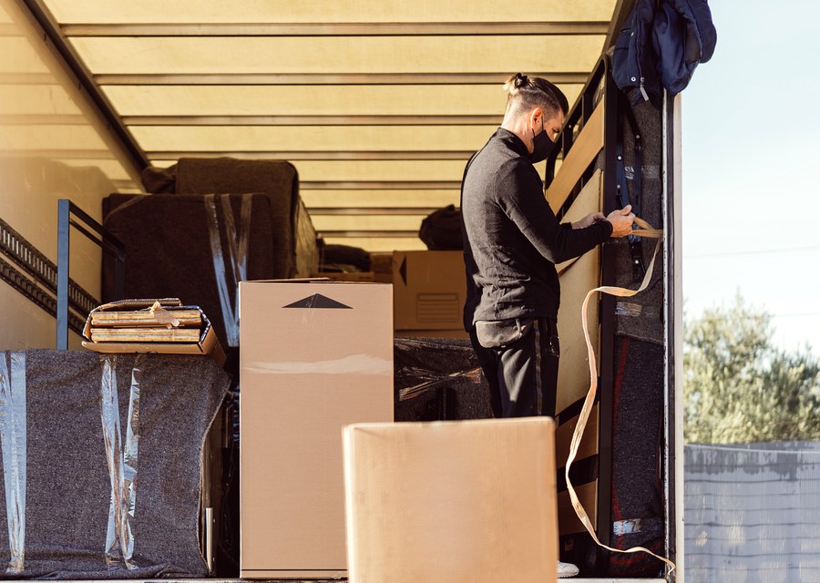 Packed moving truck ready for cross-country transport