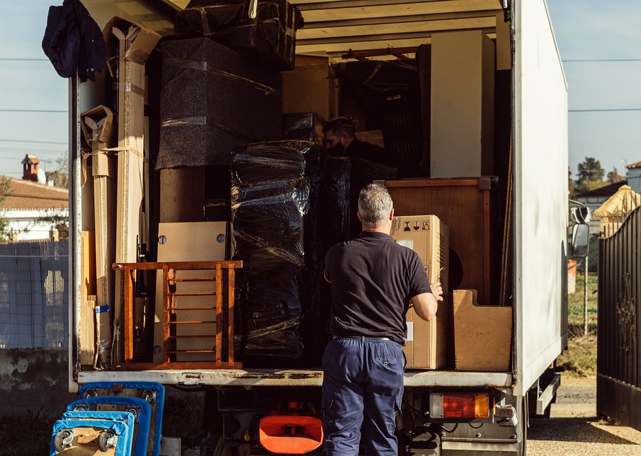 Packed moving truck ready for cross-country transport