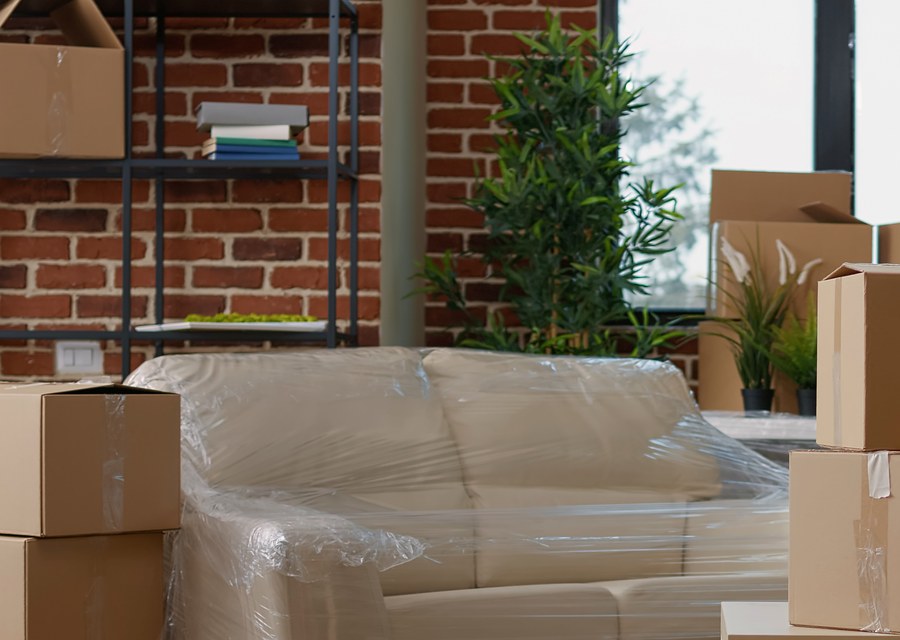 Packed moving truck ready for cross-country transport