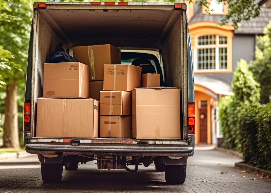 Packed moving truck ready for cross-country transport