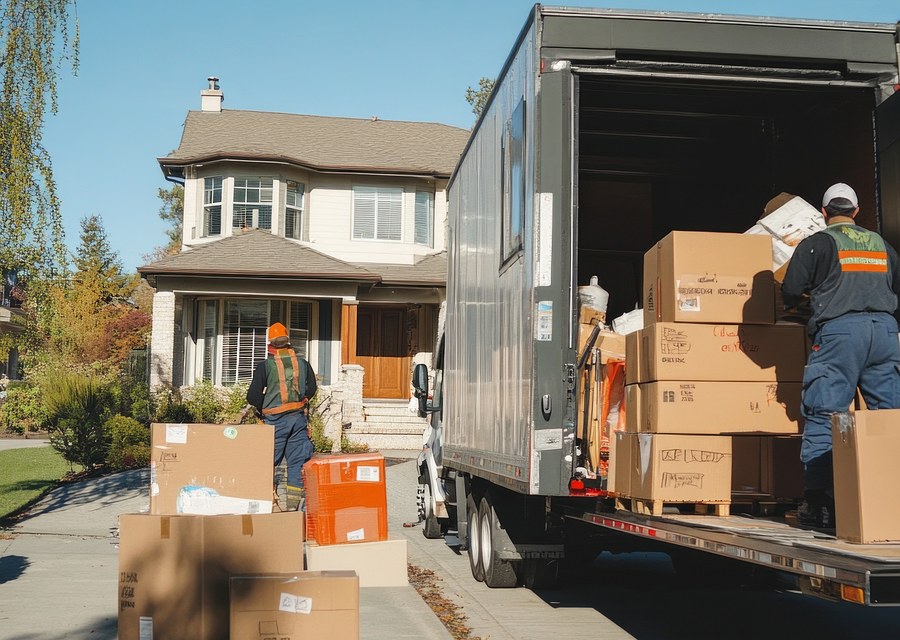 Packed moving truck ready for cross-country transport